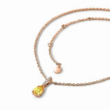 Vintage S925 Silver Water Drop Yellow Gem Pendant Necklace