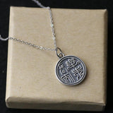 S925 Sterling Silver Necklace Chinese Style Round Sign Pendant Couple