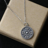 S925 Sterling Silver Necklace Chinese Style Round Sign Pendant Couple