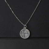 S925 Sterling Silver Necklace Chinese Style Round Sign Pendant Couple