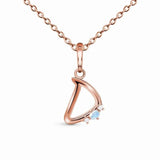 925 Silver Letter D Moonstone Pendant Necklace