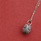 S925 Owl Carved Clavicle Chain Necklace Retro Sen Series Niche Jewelry
