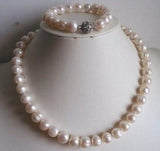 Elegante 9-10mm Perlenkette und Armband Set