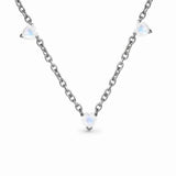 S925 Sterling Silver Three Love Moonlight Stone Pendant Necklace