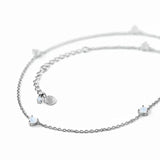 S925 Sterling Silver Three Love Moonlight Stone Pendant Necklace
