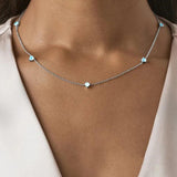 S925 Sterling Silver Three Love Moonlight Stone Pendant Necklace