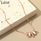 LAYA 925 Silver Shell Necklace Sparkling Zircon Jewelry