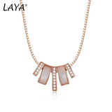 LAYA 925 Silver Shell Necklace Sparkling Zircon Jewelry