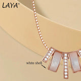 LAYA 925 Silver Shell Necklace Sparkling Zircon Jewelry