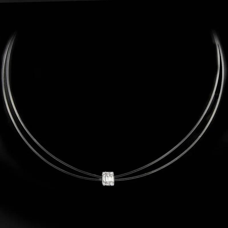 Double Aprons Crystal Gemstone Silver Necklace