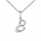 Sterling Silver Letter B Moonstone Pendant Necklace
