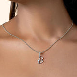 Sterling Silver Letter B Moonstone Pendant Necklace