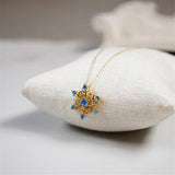 Zircon Inlaid Snowflakes Pendant Long Necklace S925 Sterling Silver