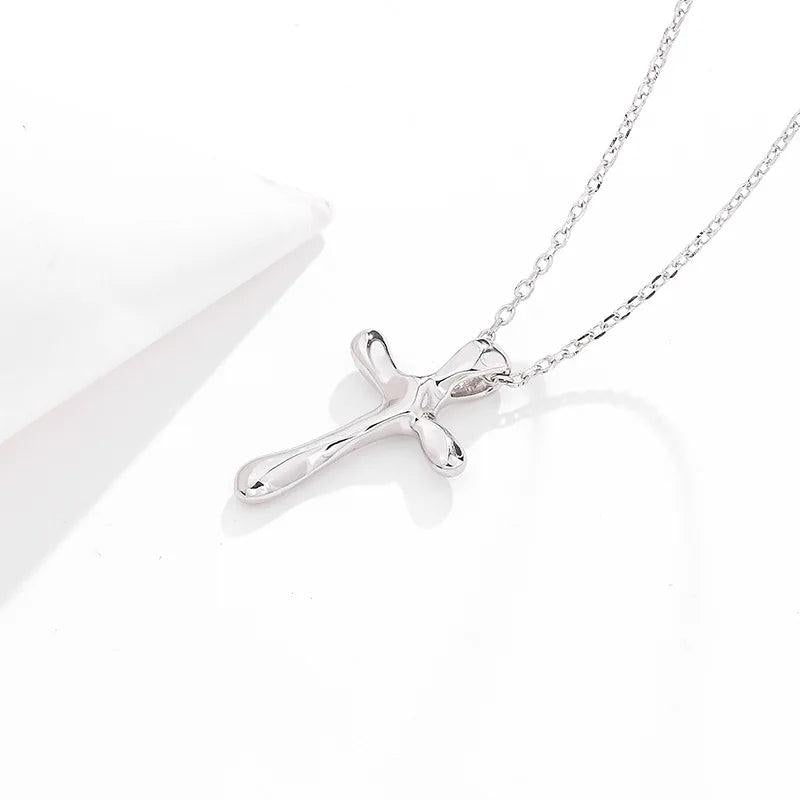 925 Silver Cross Zircon Pendant Necklace Christmas Gift