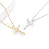 925 Silver Cross Zircon Pendant Necklace Christmas Gift