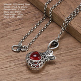 925 Sterling Silver Heart Garnet Purse Pendant Necklace