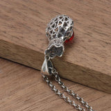 925 Sterling Silver Heart Garnet Purse Pendant Necklace
