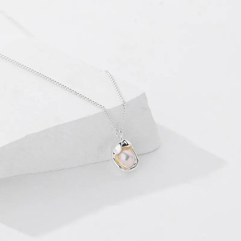 Silver Necklace with Pearl Pendant for Women