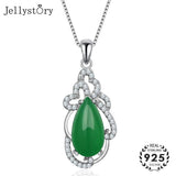 925 Silver Necklace Water Drop Emerald Zircon Pendant Wedding Party Jewelry