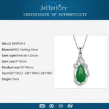 925 Silver Necklace Water Drop Emerald Zircon Pendant Wedding Party Jewelry