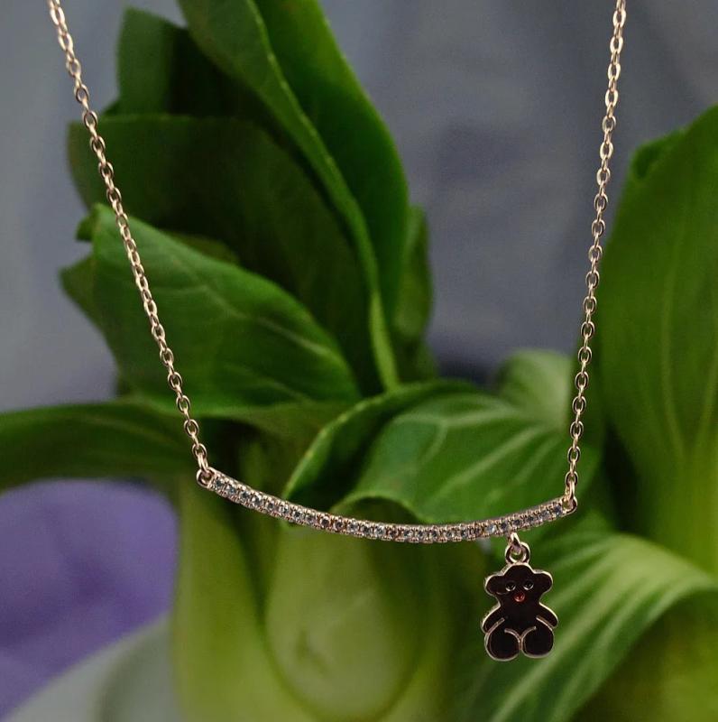 Sterling Silver Cat Necklace with Cubic Zirconia