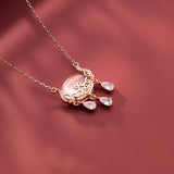 Opal Wishful Lock Pendant Chain Necklace 925 Silver