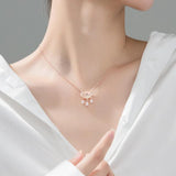Opal Wishful Lock Pendant Chain Necklace 925 Silver