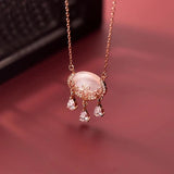 Opal Wishful Lock Pendant Chain Necklace 925 Silver