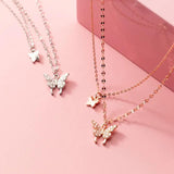 925 Silver Butterfly Charm Double Clavicle Chain Necklace