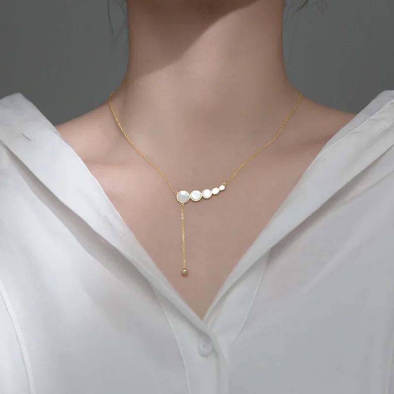 MloveAcc 925 Silver Shell Bead Choker Necklace for Women