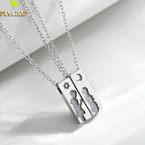 925 Sterling Silver Couple Pendant Necklace Romantic Gift