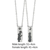 925 Sterling Silver Couple Pendant Necklace Romantic Gift