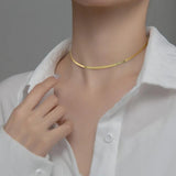 MloveAcc 925 Silver Blade Chain Flat Snake Necklace Choker Women Sexy Necklace
