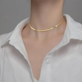 MloveAcc 925 Silver Blade Chain Flat Snake Necklace Choker Women Sexy Necklace