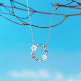 MloveAcc 925 Silver Flower Loop Pendant Necklace for Women