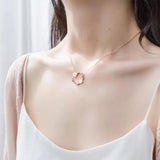 MloveAcc 925 Silver Flower Loop Pendant Necklace for Women