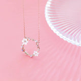 MloveAcc 925 Silver Flower Loop Pendant Necklace for Women