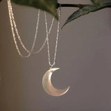 925 Silver Natural Shell Moon Pendant Necklace for Women