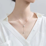 925 Silver Water Drop CZ Pendant Necklace Romantic Jewelry