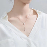 925 Silver Water Drop CZ Pendant Necklace Romantic Jewelry