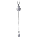 925 Silver Water Drop CZ Pendant Necklace Romantic Jewelry