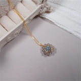Labradorite Sun Flower Pendant Necklace S925 Silver Romantic Jewelry Gift