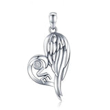 925 Silver Wings Necklace Love Letter Heart Pendant Jewelry Gift