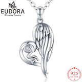 925 Silver Wings Necklace Love Letter Heart Pendant Jewelry Gift