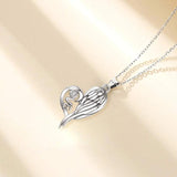 925 Silver Wings Necklace Love Letter Heart Pendant Jewelry Gift