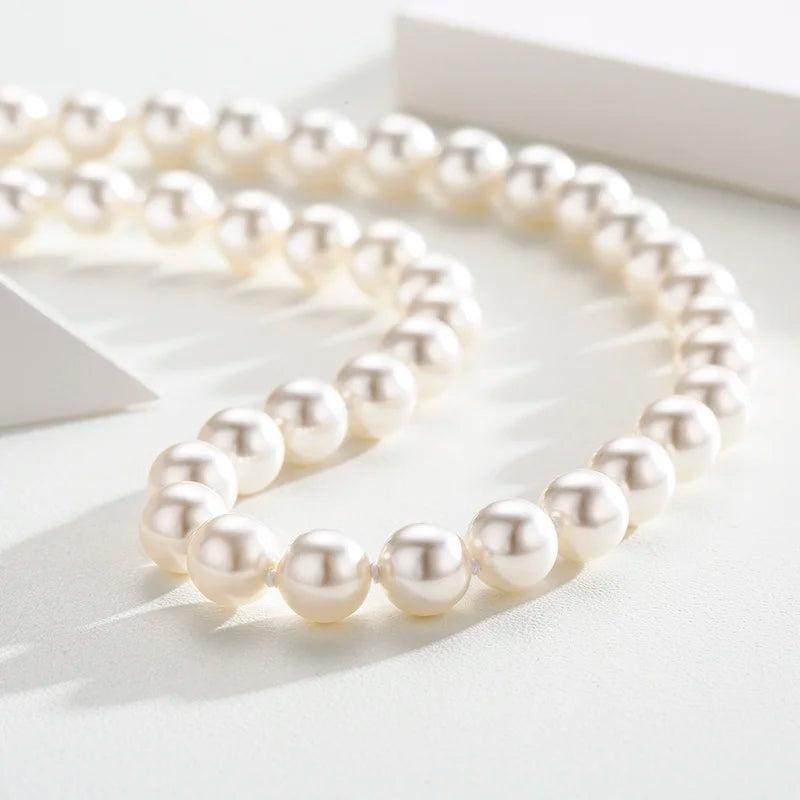 925 Sterling Silver Faux Pearl Beaded Short Chocker Necklace