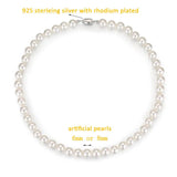 925 Sterling Silver Faux Pearl Beaded Short Chocker Necklace
