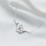 MloveAcc 925 Silver Peach Blossom Necklace Pink Zircon Pendant