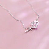 MloveAcc 925 Silver Peach Blossom Necklace Pink Zircon Pendant