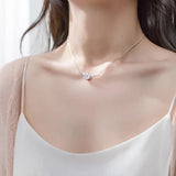 MloveAcc 925 Silver Peach Blossom Necklace Pink Zircon Pendant